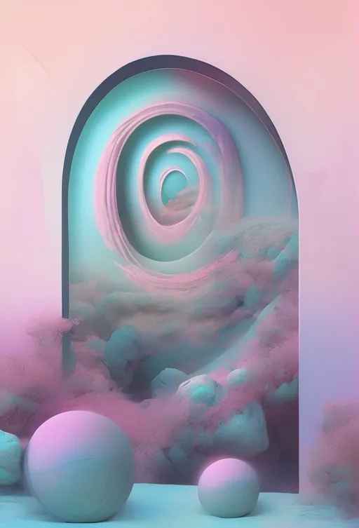 Prompt: a portal to a pastel world on a new planet, digital art