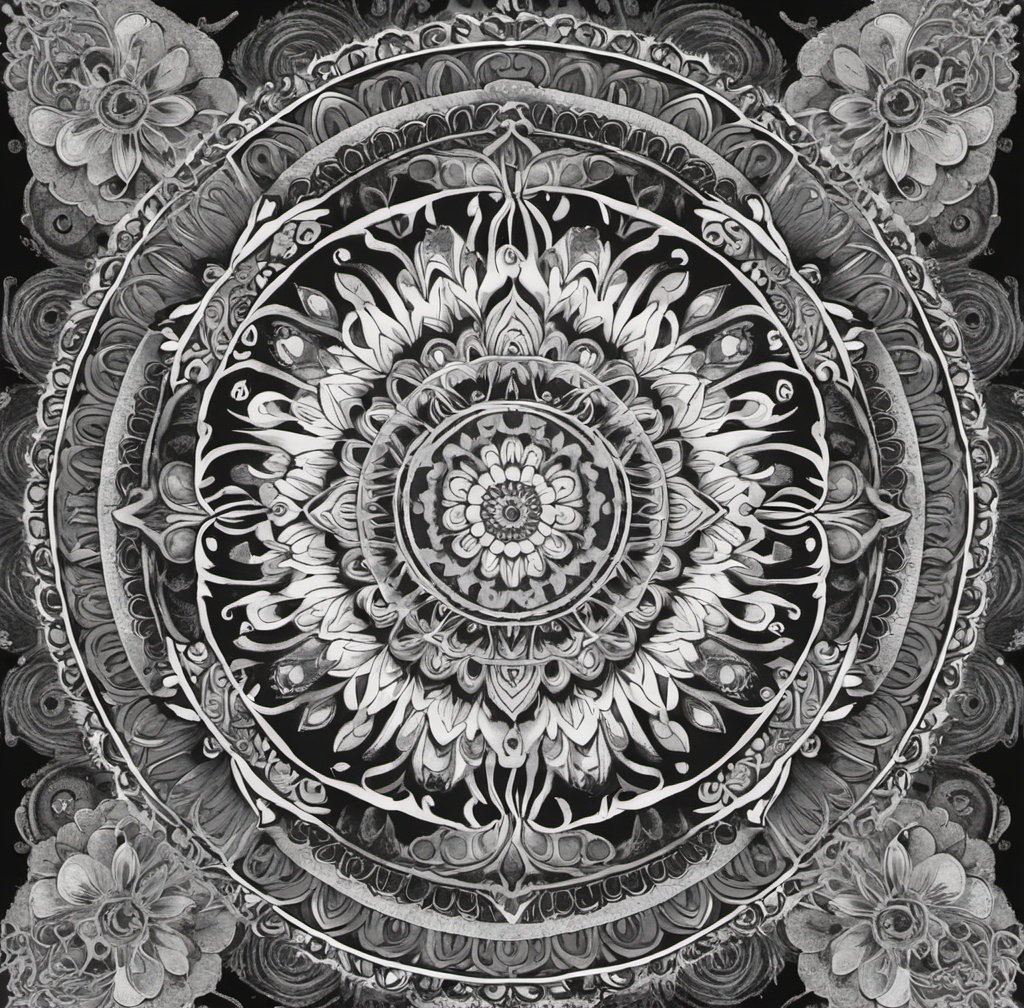 Prompt: a mandala variation Japanese ink lot of details digital art