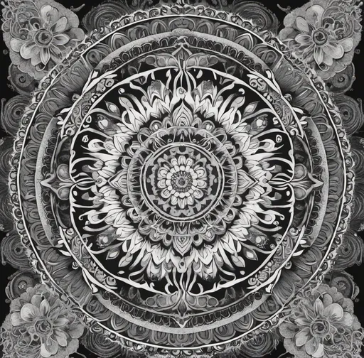 Prompt: a mandala variation Japanese ink lot of details digital art