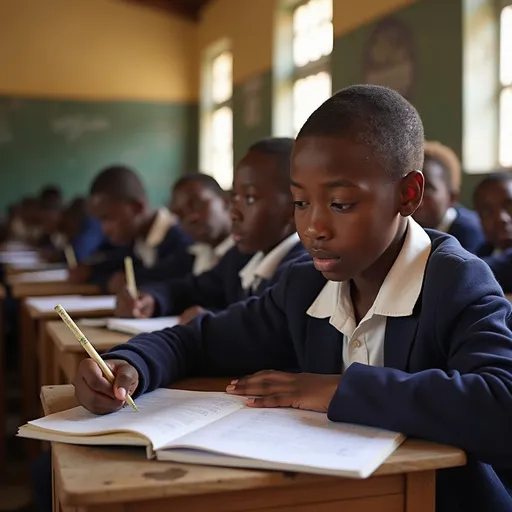 Prompt: in ethiopia students in class room .they are learning.