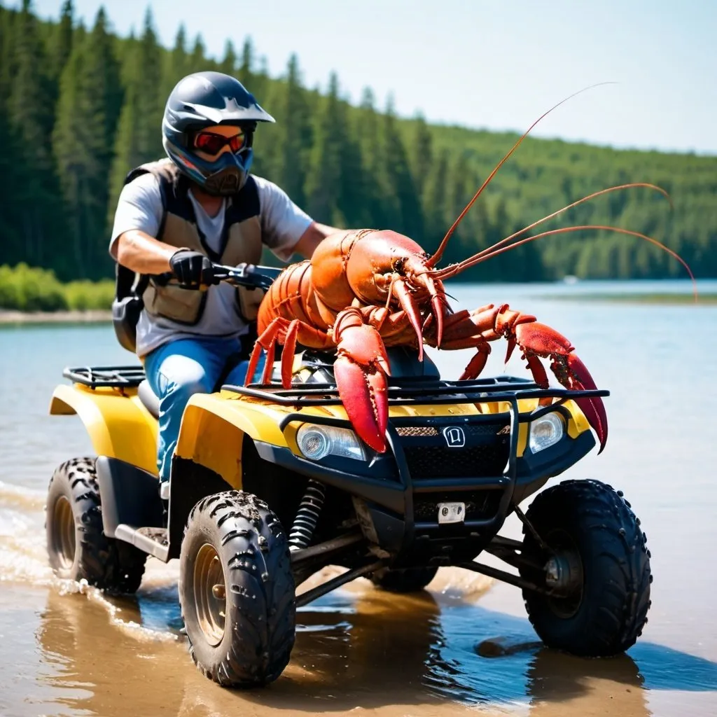 Prompt: A lobster riding an ATV
