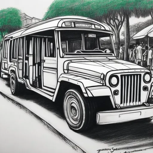 Prompt: Create a drawing of an philippines jeepney

