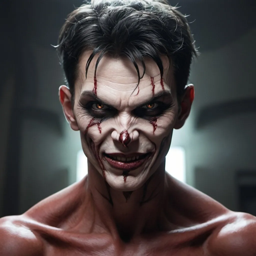 Prompt: A good person with evil skin.