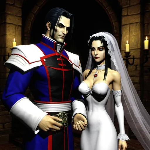 Prompt: Kain and Uma from Blood Omen 2 marrying eachother.