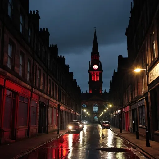 Prompt: Glasgow, Scotland at night but it is Blood Omen 3