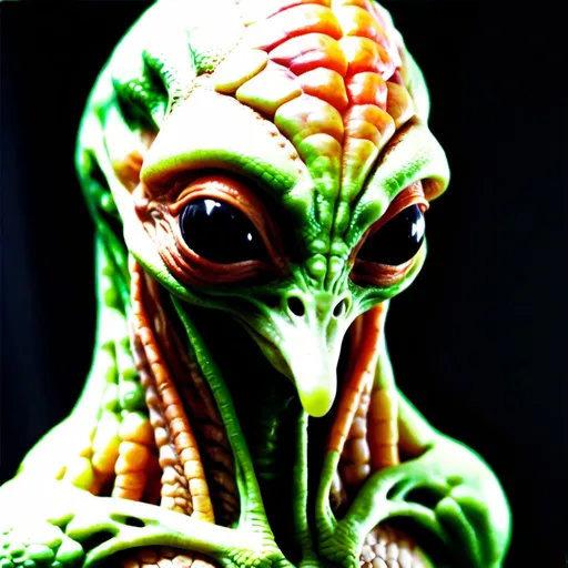 Prompt: A vegetable genetics infused reptilian alien who looks like a vegetable