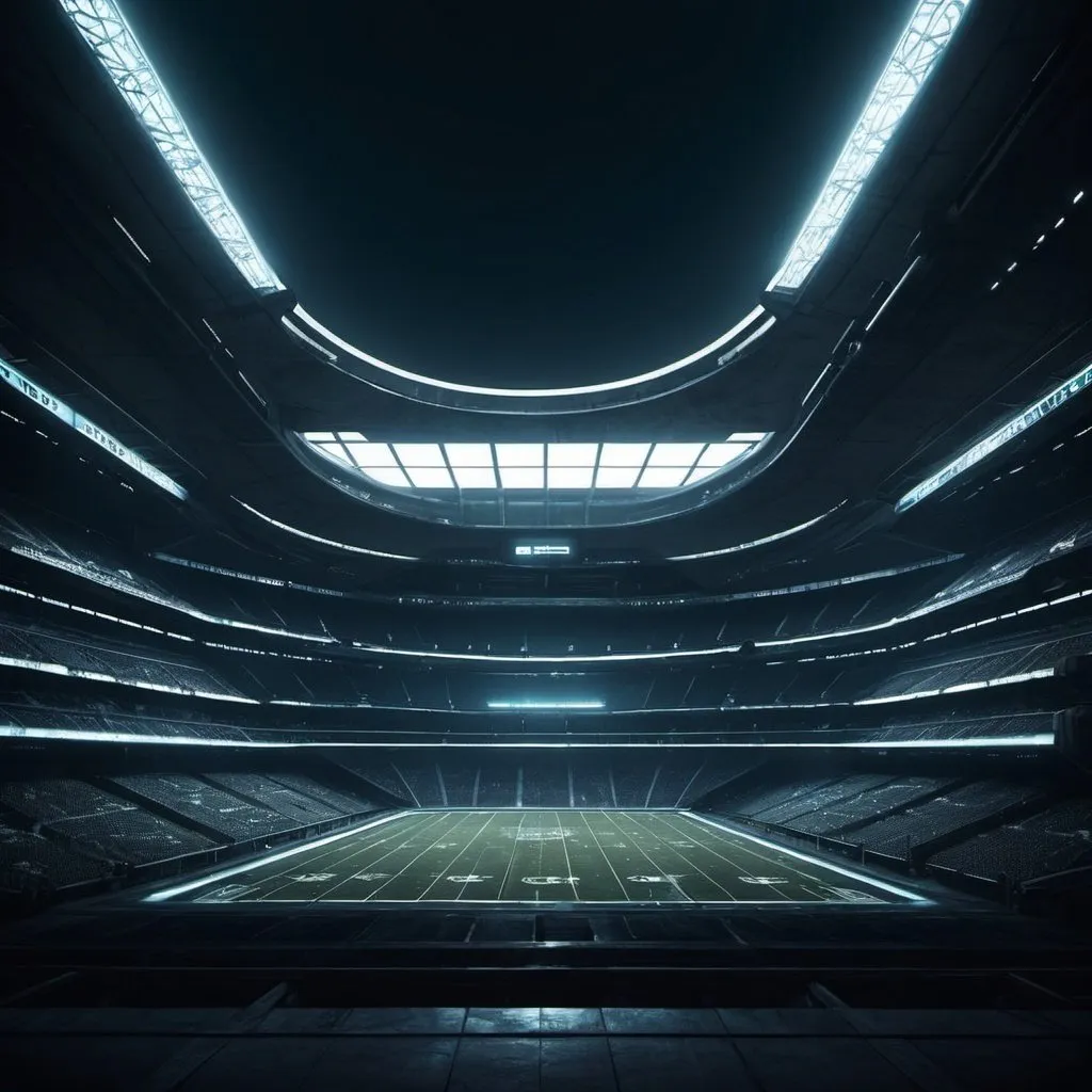 Prompt: stadium futuristic wide darklight scifi
cyberpunk