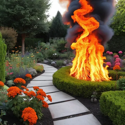 Prompt: Garden on fire