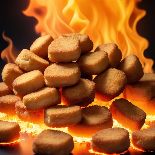 Prompt: One million chicken nuggets on fire