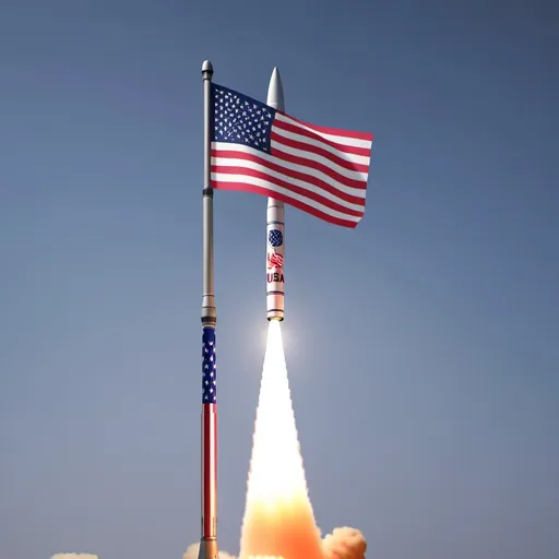 Prompt: Missile with USA flag