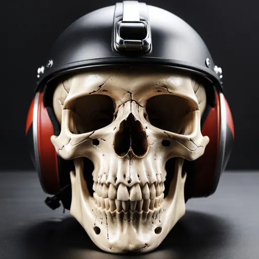 Prompt: Skull with helmet on