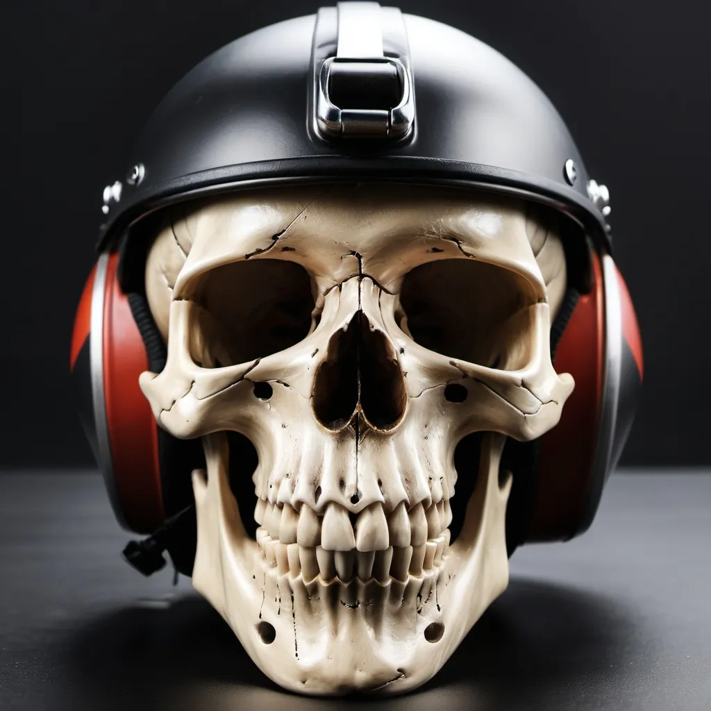 Prompt: Skull with helmet on