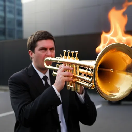 Prompt: Burning trumpet