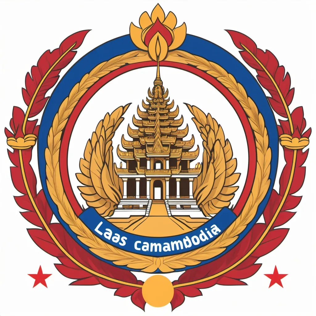 Prompt: A Modern Southeast Asian Khmer coat of arms (Laos and Cambodia) and make it png