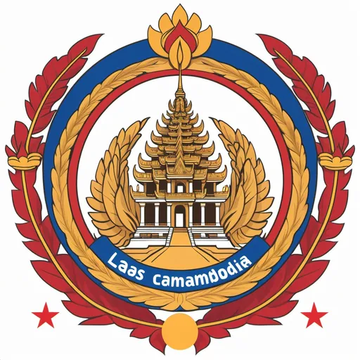 Prompt: A Modern Southeast Asian Khmer coat of arms (Laos and Cambodia) and make it png