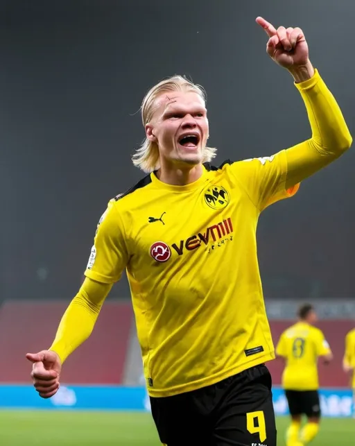 Prompt: Erling haaland celebrating 