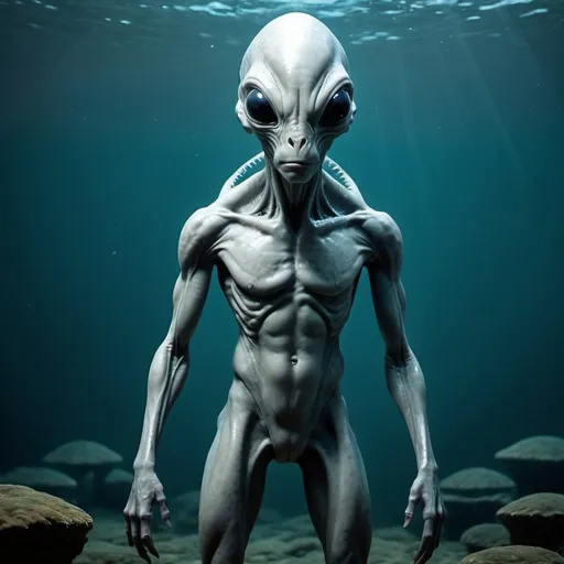 Prompt: special creature looking like alien which is not found in this world it is mix of human and fish or humanfish  with some foundational difference in body structure evolved for living inside water the important thing about this is that this creature is almost like a human being make sure to make this creature looks the most intelligent with so many colonies 
making sure it is created using genetic experiment on human being