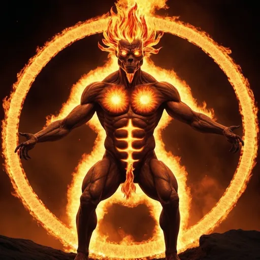 Prompt: create images of people like fire creature evolved to live inside fire like sun making sure body and everything is evolved for the sun