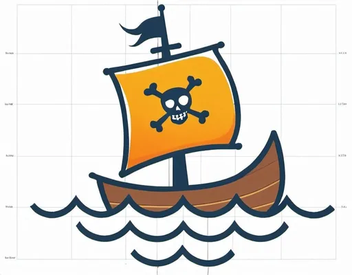 Prompt: Create a simple pirate ship outline similar to the image 