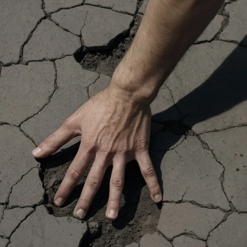 Prompt: The hand on the ground