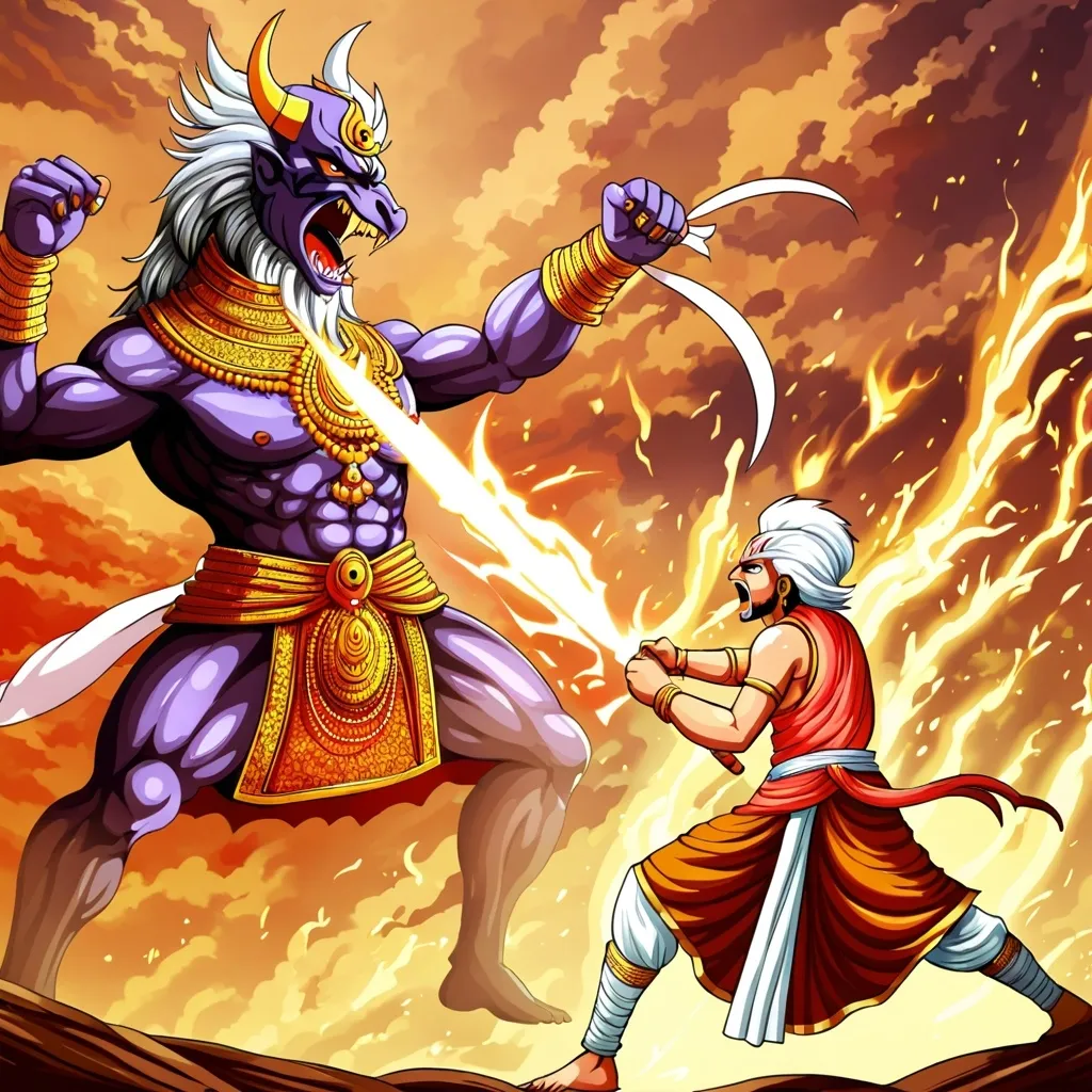 Prompt: Lord kalki fighting evil lord