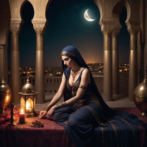 Prompt: scheherazade, les milles et une nuit, ambiance dark fantasy