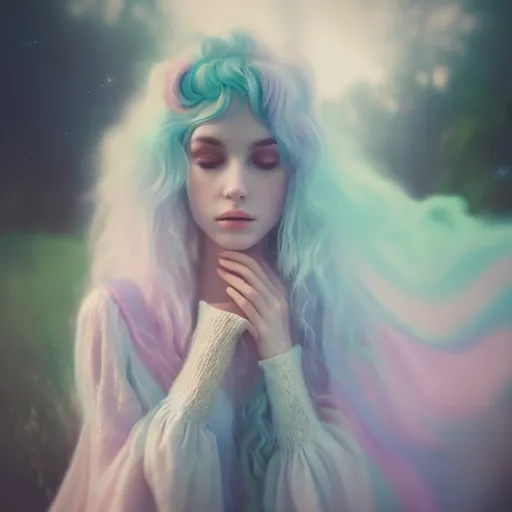 Prompt: Dreamy pastel portrait, wizard, ethereal atmosphere, soft focus