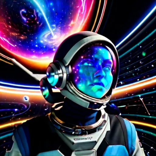 Prompt: A futuristic studio photo of an astronaut creating a journey through sound, vibrant and surreal colors, otherworldly atmosphere, dynamic energy, cosmic music flowing through space, high quality, digital art, futuristic, vibrant colors, surreal atmosphere, cosmic music, dynamic energy, astronaut, sound journey, otherworldly, digital painting, space exploration, detailed suit design, professional, cosmic lighting