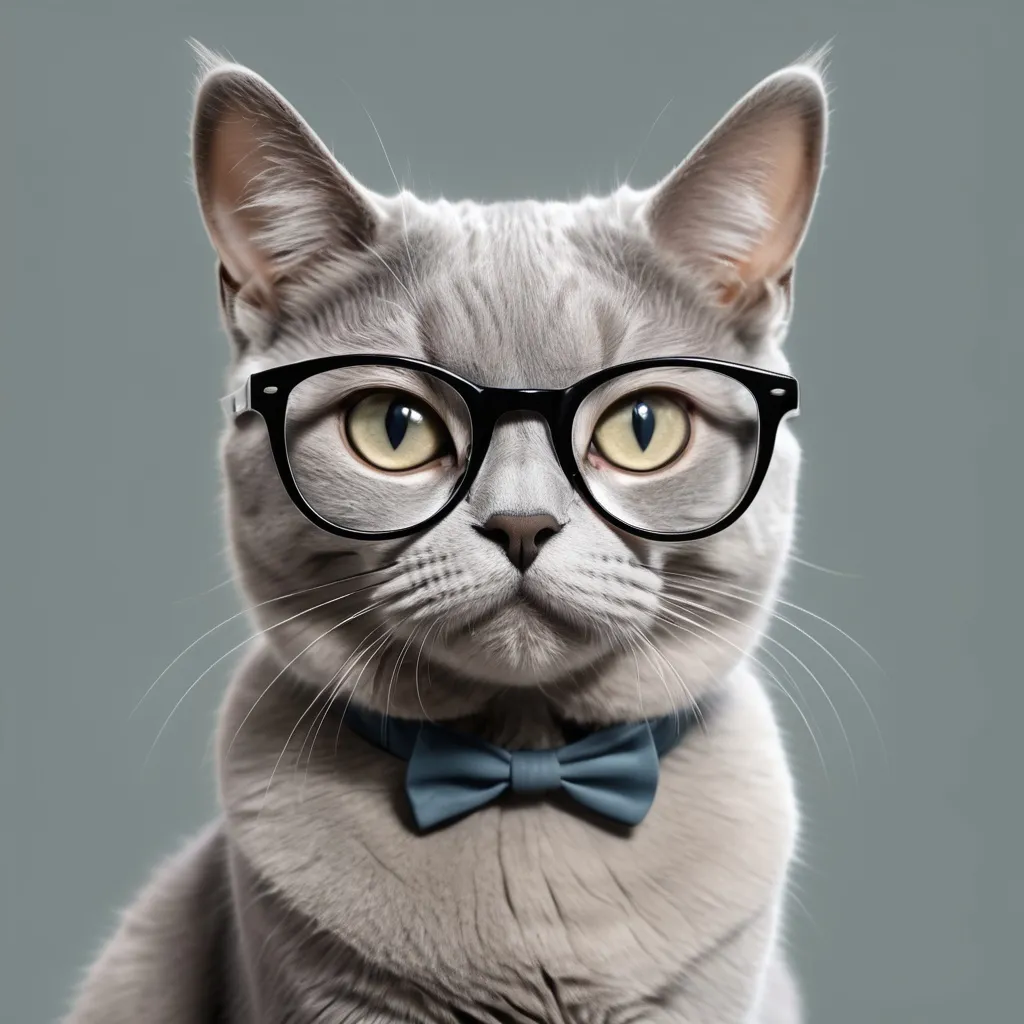 Prompt: Un gato de color gris con gafas grandes, mirando con atención. La frase está debajo del gato, escrita de manera que sugiera concentración, con un estilo de letra que imite una sensación de calma y enfoque.