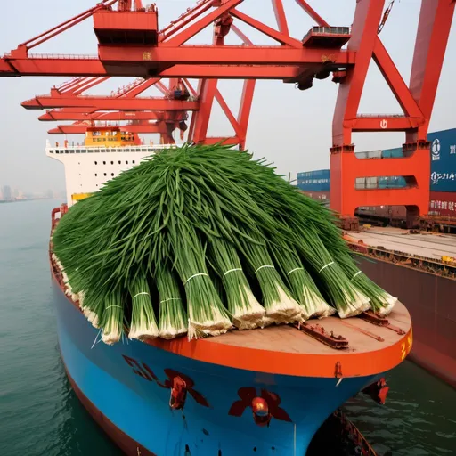 Prompt: freighter loaded with chinese chives