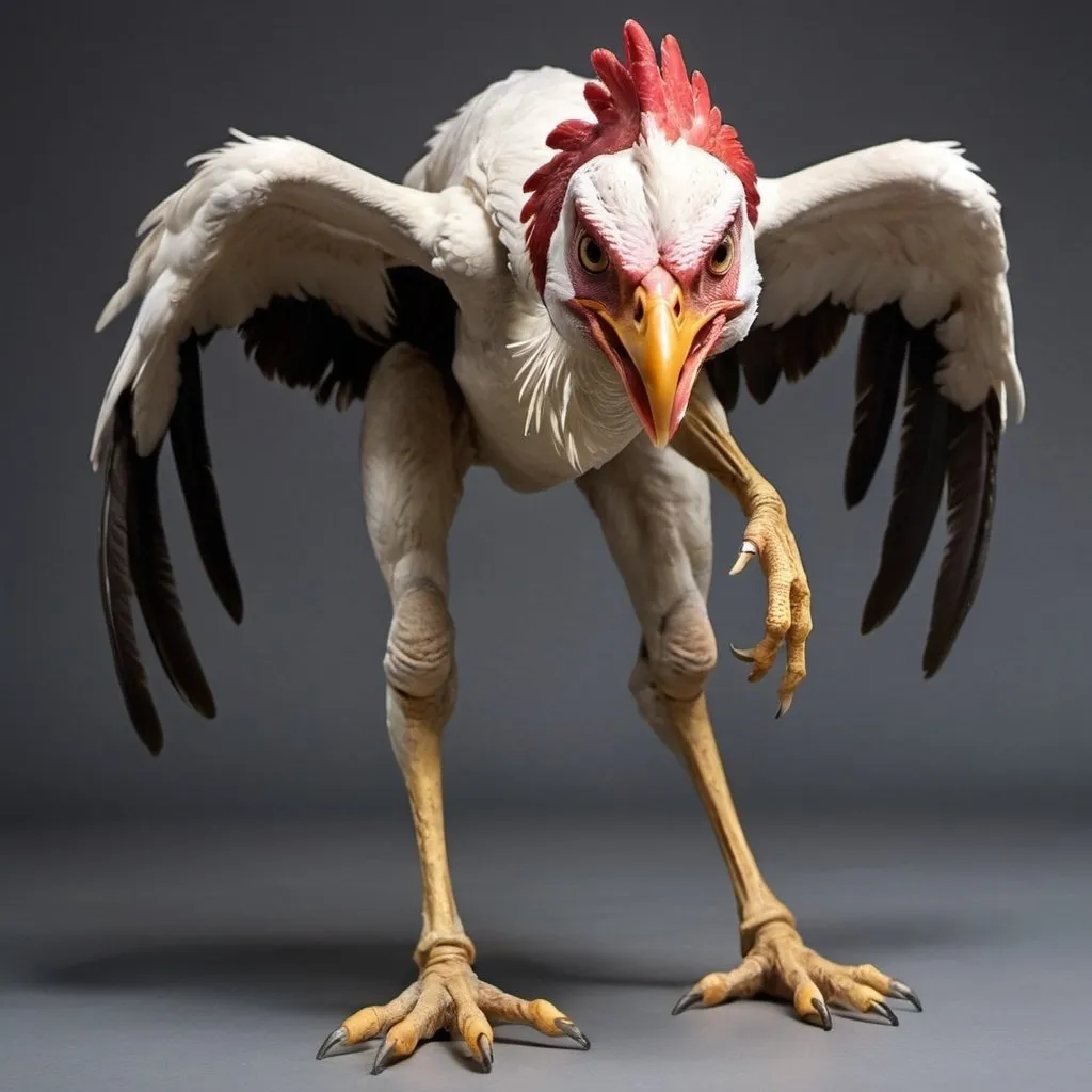 Prompt: raptor legs with a chicken head