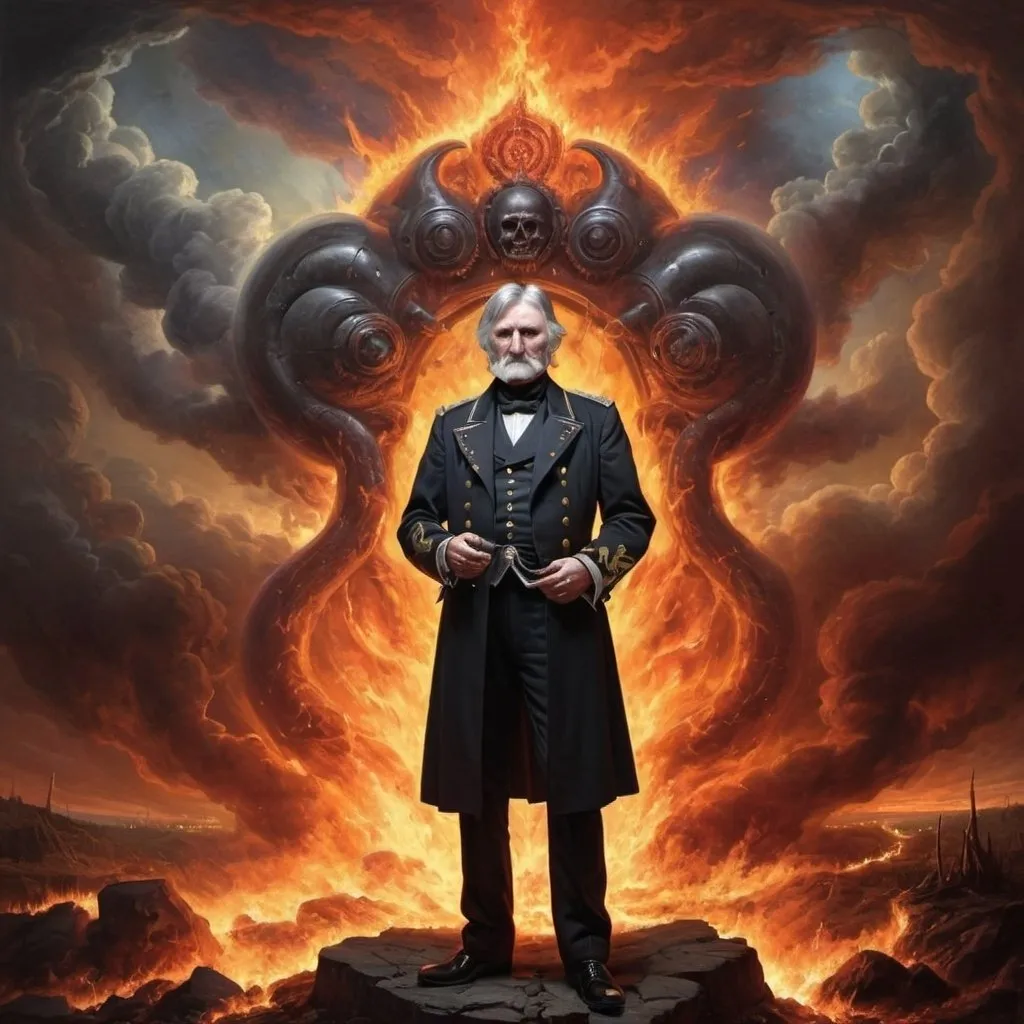 Prompt: louis joseph papineau  motorhead INTERDIMENSIONAL HELL PORTAL  FIRE STORMY WEATHER