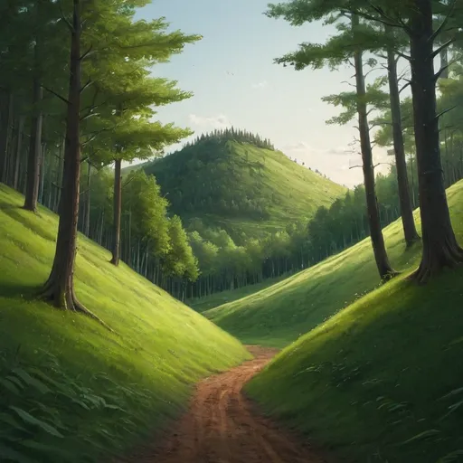 Prompt: forest with  a hill
