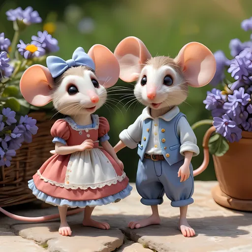Prompt: 1girl and 1boy mice in Provence style