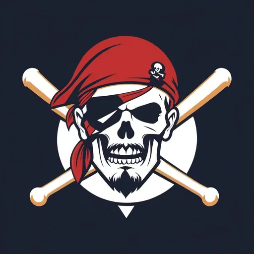 Prompt: A simplistic baseball logo featuring a pirate superimposed on a baseball. NO LETTERING ON THE LOGO.
