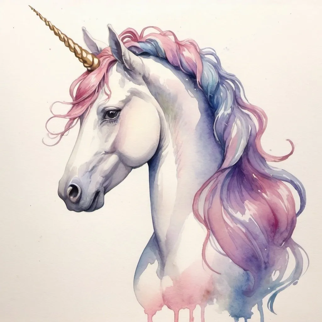 Prompt: watercolor of a female unicorn