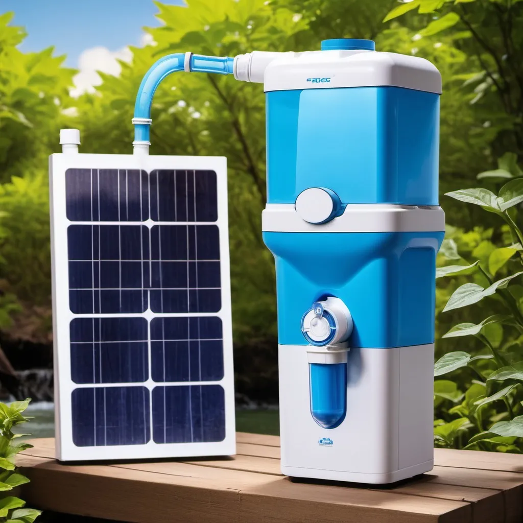 Prompt: Water filter who work with solar energy