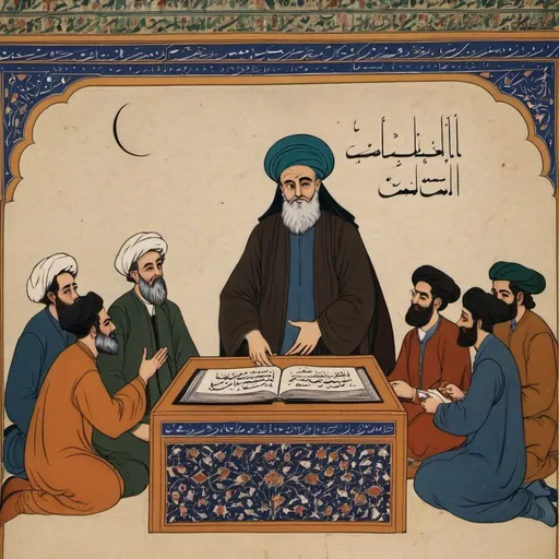 Prompt: picture of al ghazali teaching in the university of tabriz