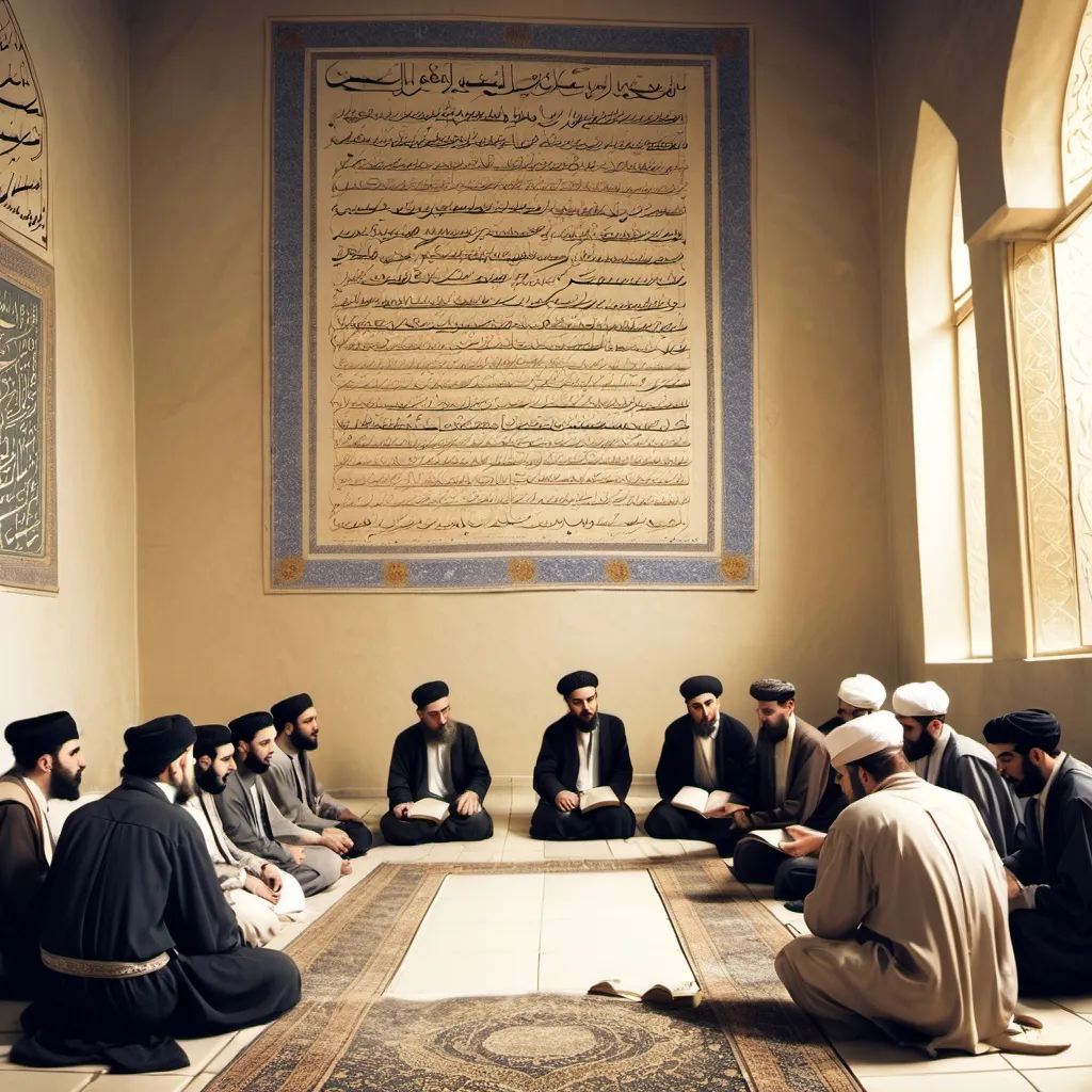 Prompt: picture of al ghazali teaching in the university of tabriz