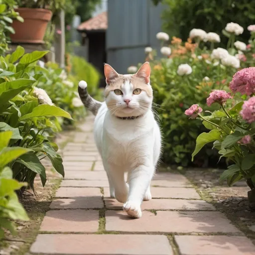 Prompt: A cat walking in the gardent