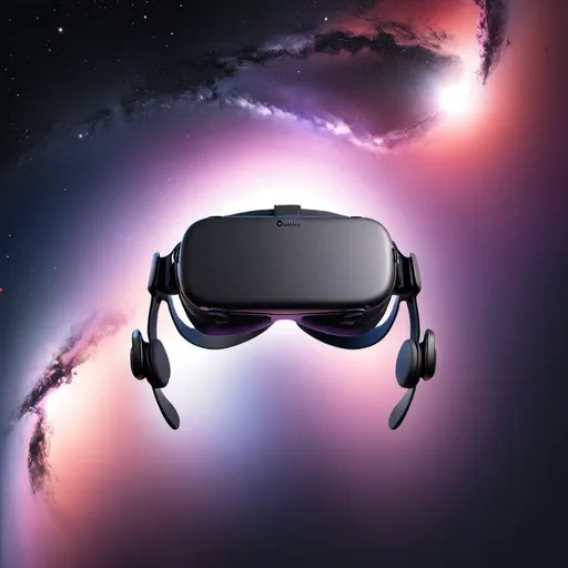 Prompt: small oculus quest with space background