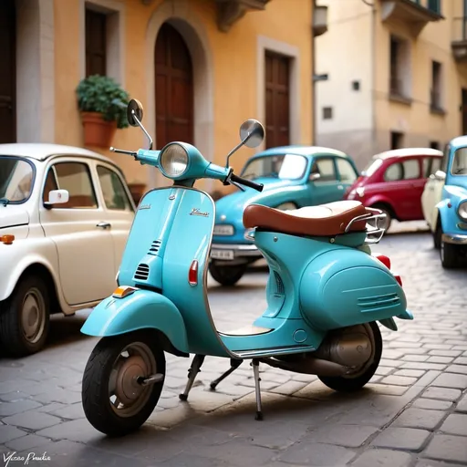 Prompt: vespa and cars
