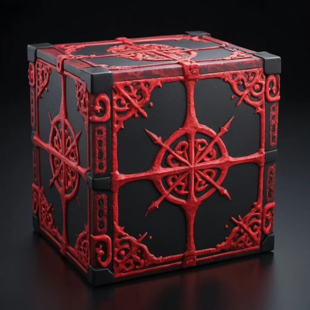 Prompt: ? box for a video game with a red and black ground fantasy