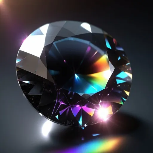 Prompt: diamond black obsidian, rainbow lens flare glint gem stone heavy valuable metallic shiny, hyper realistic 4k