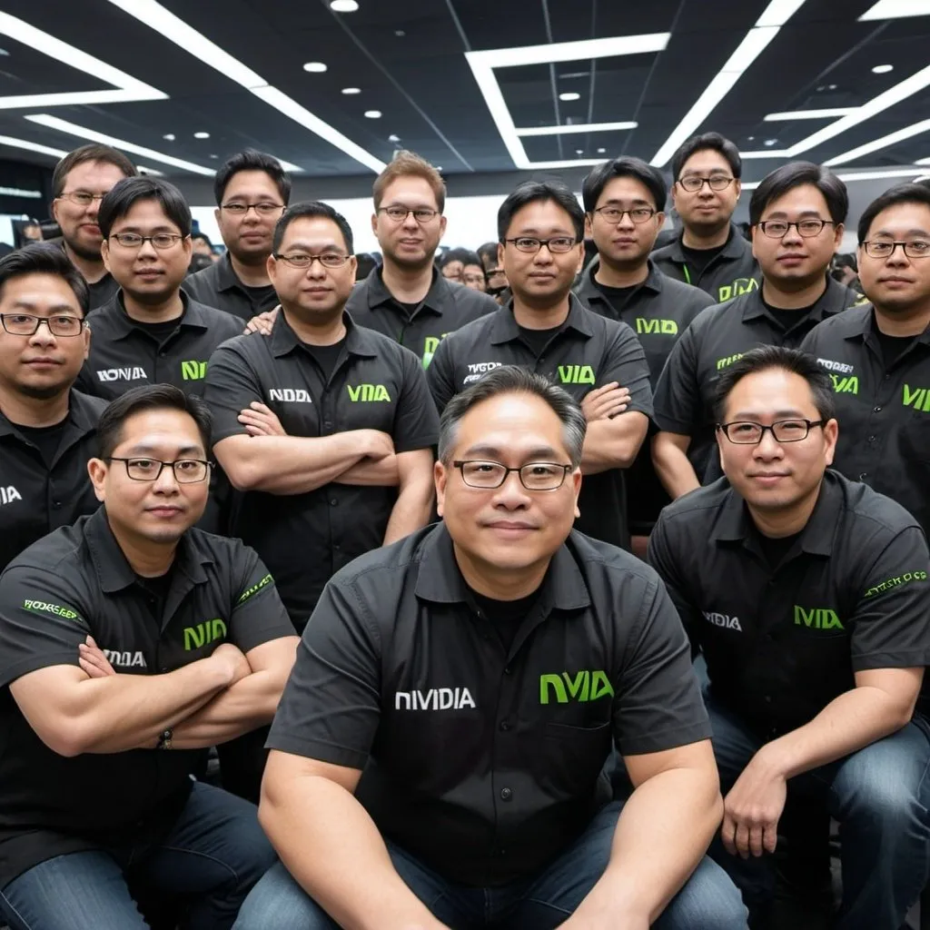 Prompt: Create an image of Nvidia engineers resigning as they got rich with stock options