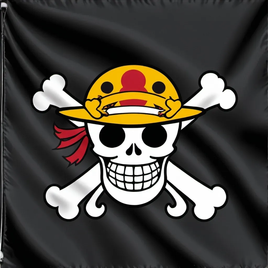 Prompt: One piece style pirate flag for long-armed swordsman