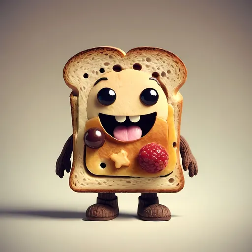 Prompt: A little big planet inspired gamed character that looks like the food toast