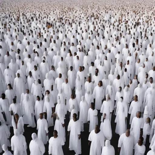 Prompt: 50,000 people in all white
