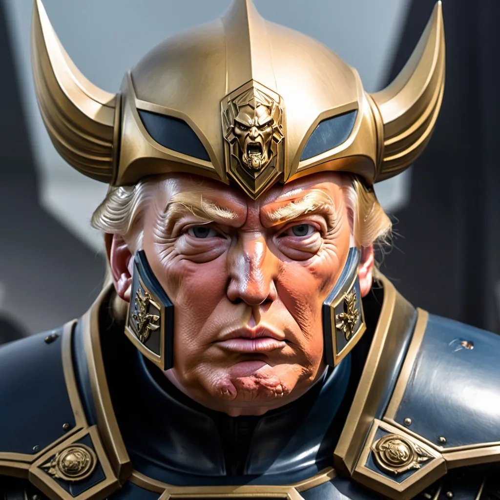 Prompt: Trump's face in Sarevok's armor from bauldurs gate