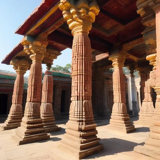Prompt: Hindu Temple with pillars